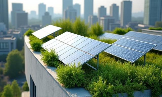 Tetto verde con pannelli solari integrati